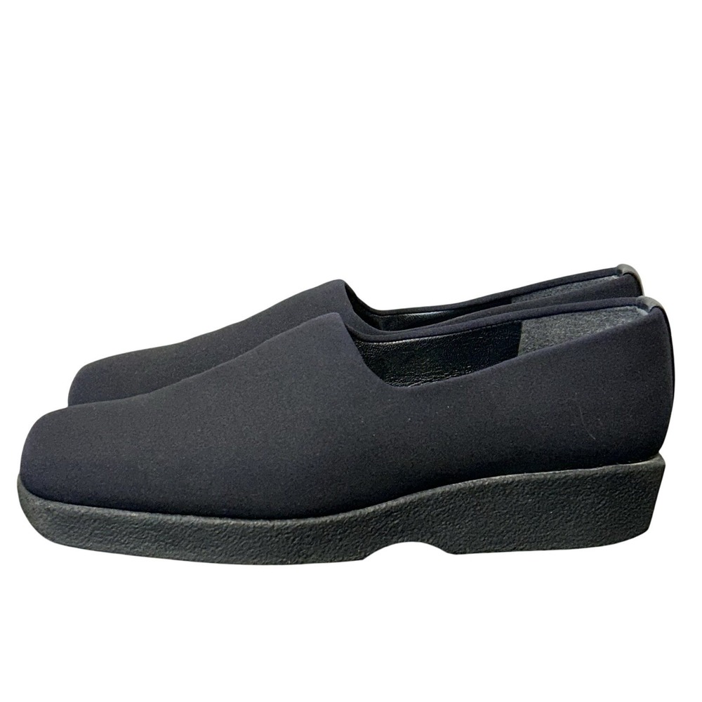 STUART WEITZMAN Sofa Loafer Black Square Toe Wedge Slip On 90s Y2K Size 8